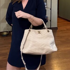 Chanel large chevron shopping tote